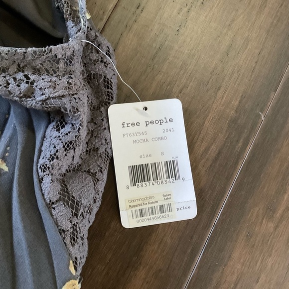 Free People Sleeveless Pleated Tent Dress Mocha Combo Size Small - Picture 7 of 9